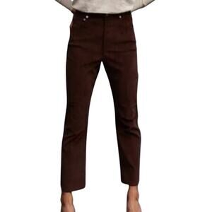Thakoon High Rise Corduroy Pants Chocolate Brown SZ 4 Designer Quiet Luxury NWT
